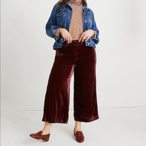 NWT madewell Velvet Huston Pull On Crop Pants